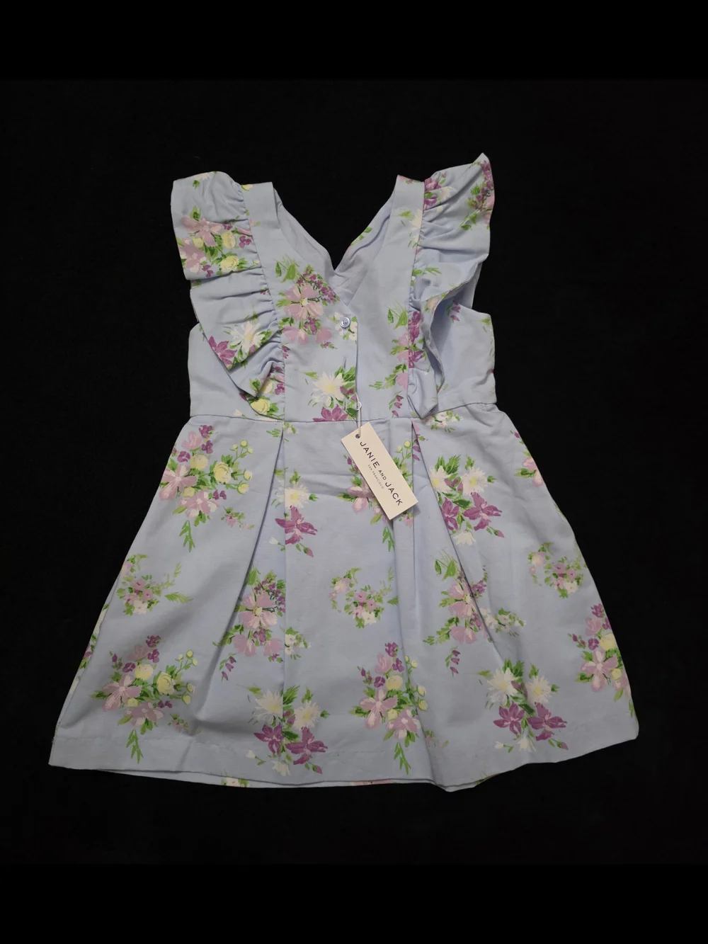 Janie and Jack Periwinkle Floral Ruffle Strap Dress